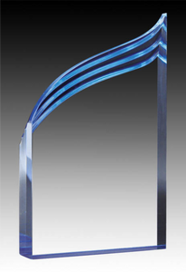 Prism Series - Acrylic Clear Wave, Blue & Gold Base