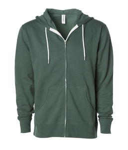 Lightweight Full-Zip Hooded Men's Sweatshirt - Independent Trading Co. AFX90UNZ