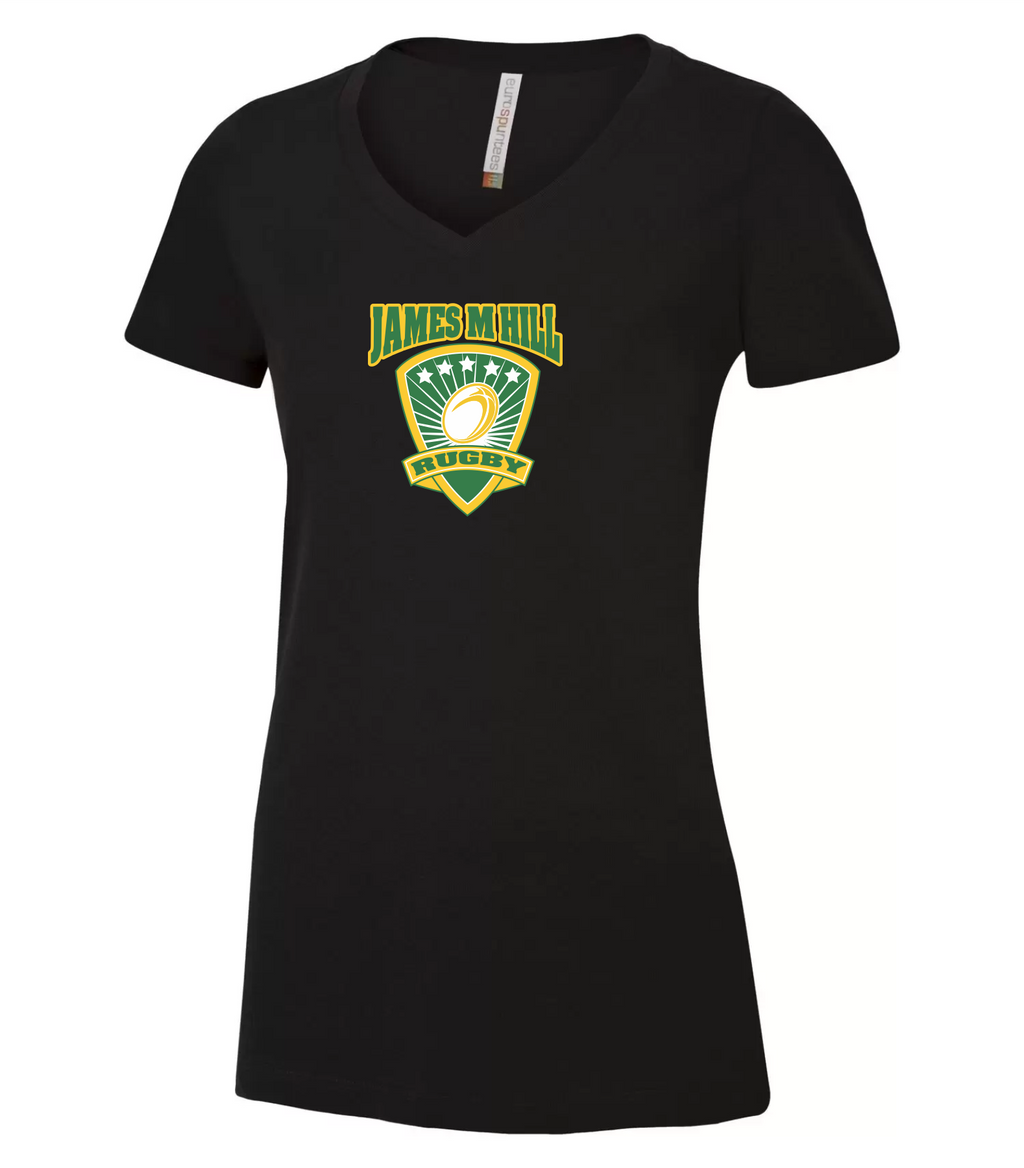 JMH Ladies Rugby - Black Ring Spun Cotton T-shirt
