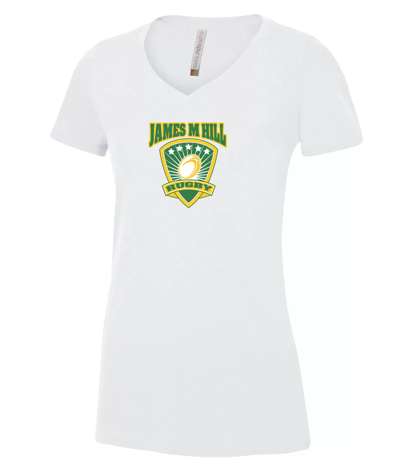 JMH Ladies Rugby - White Ring Spun Cotton T-shirt