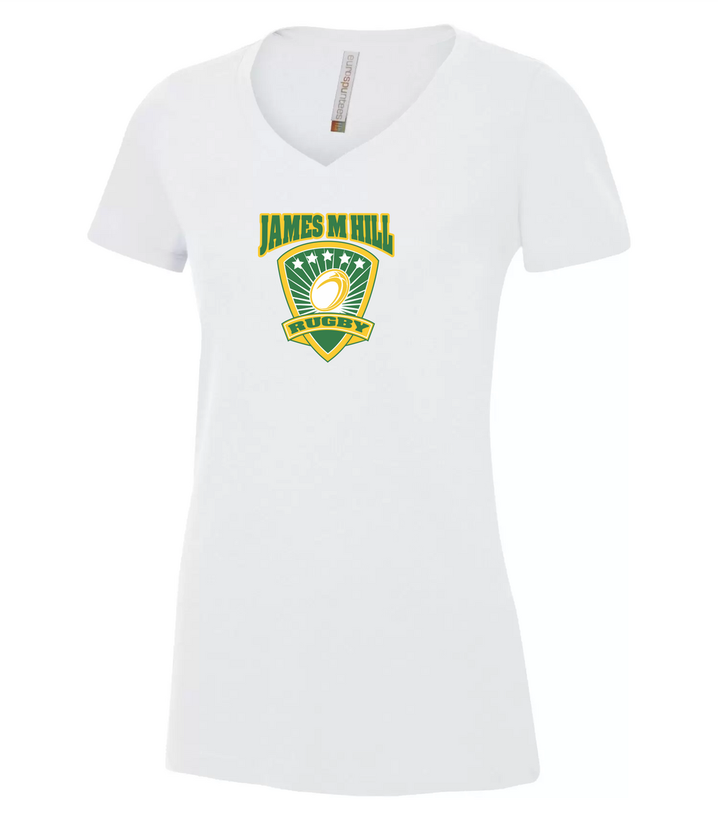 JMH Ladies Rugby - White Ring Spun Cotton T-shirt