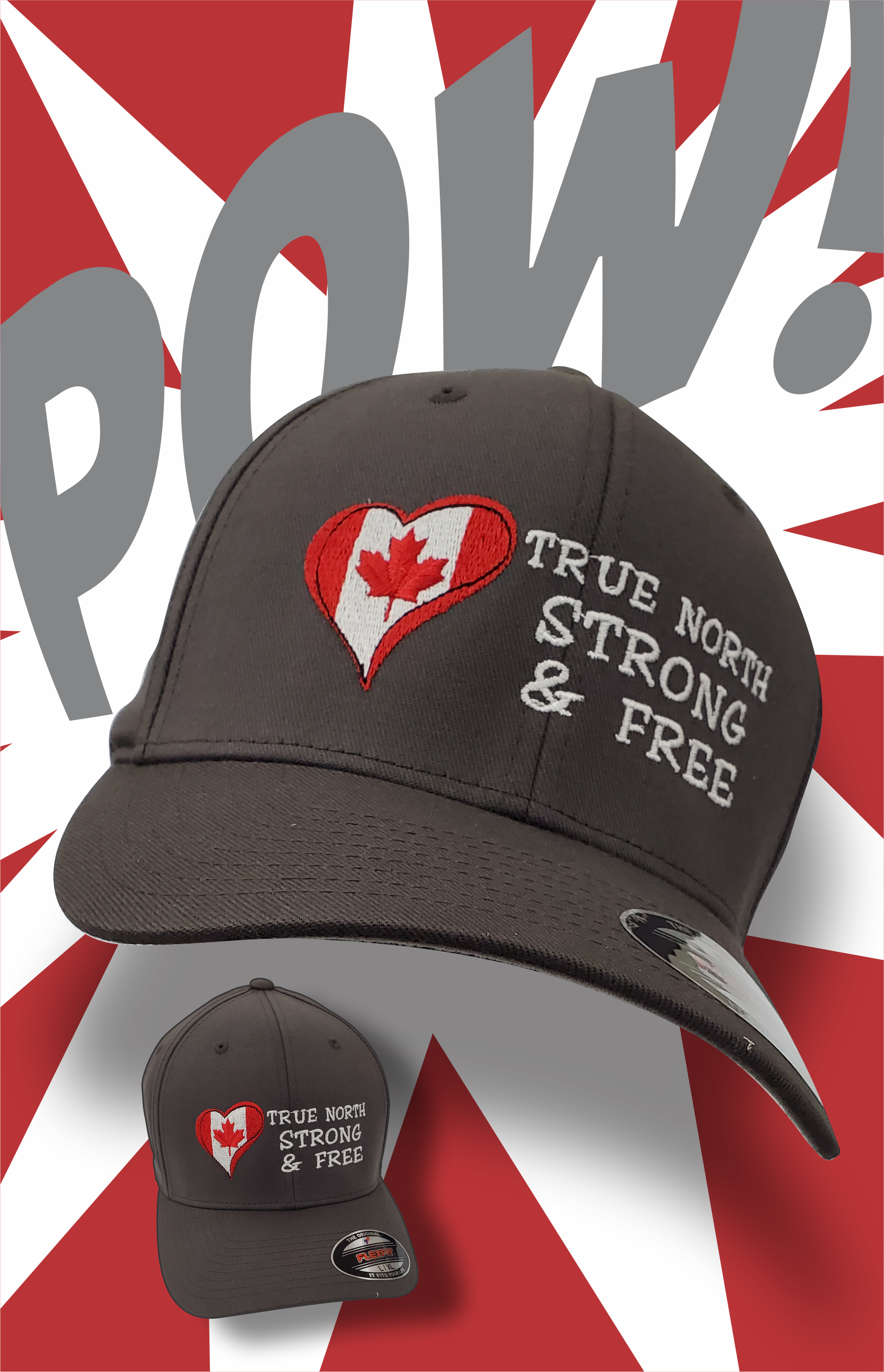 True North - Dark Grey Flexfit Hat - Canada Strong