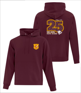 Cotton Grad Hoodie - Maroon - Nelson School 2025