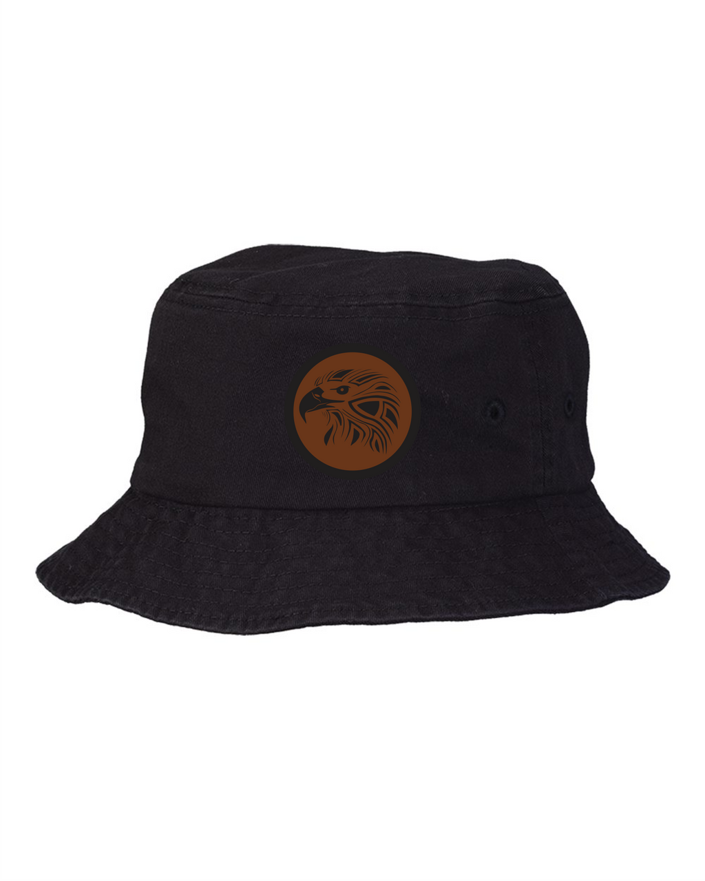 Bucket Hat -Black with engraved leather patch- Metepenagiag School 2024-25