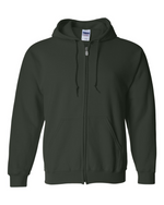 Forest Green Adult Full-Zip Hoodie - Cotton/Polyester - Gildan 18600