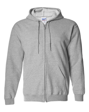 Adult Full-Zip Hoodie - Sport Grey Cotton/Polyester - Gildan 18600