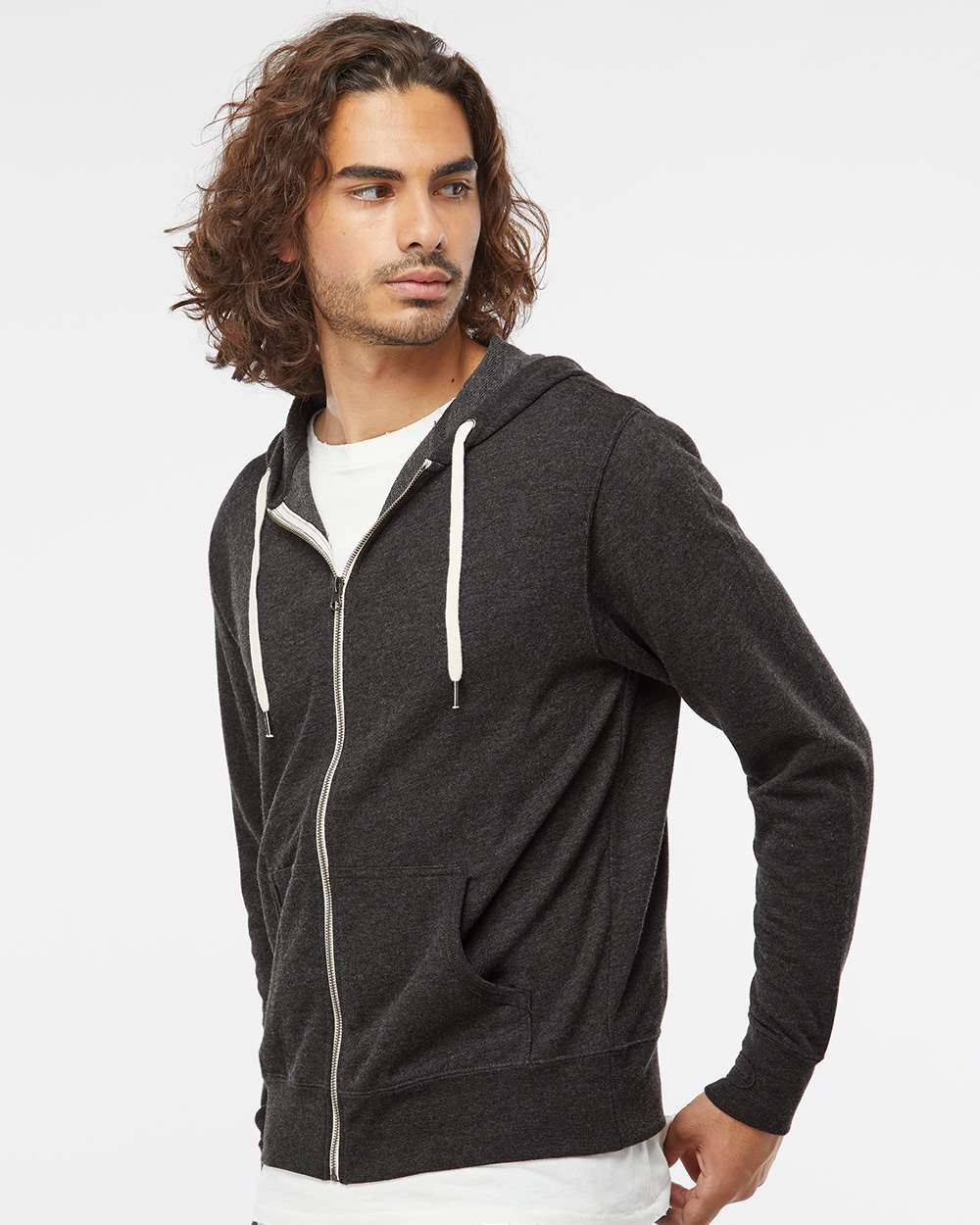 Icon Lightweight Loopback Terry Full-Zip Hooded Men's Sweatshirt - Independent Trading Co. SS1000Z